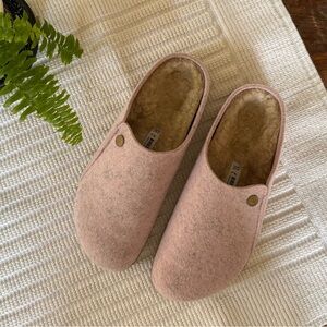 Birkenstock Pink Wool Lined Clog Slippers